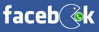 Facebook-Logo, bei dem ein das letzte o aus einem Whatsapp-Logo besteht und vom vorderen o geschluckt wird